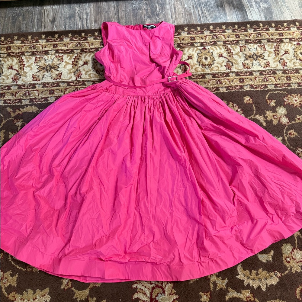 Karl Lagerfeld Hot Pink Fit-and-Flare Dress - Picture 5 of 9